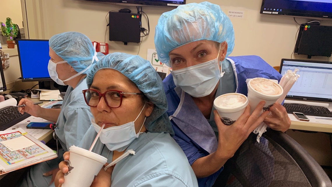 Nurses with milkshakes