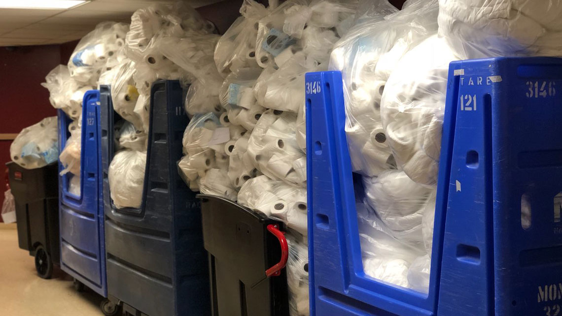 toilet paper and linen donations