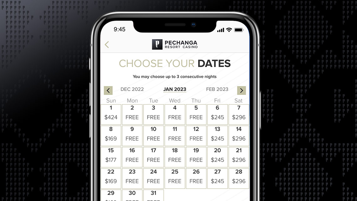 myPechanga booking calendar