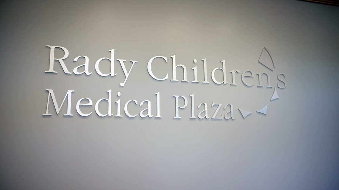 rady children's logo on the hospital wall